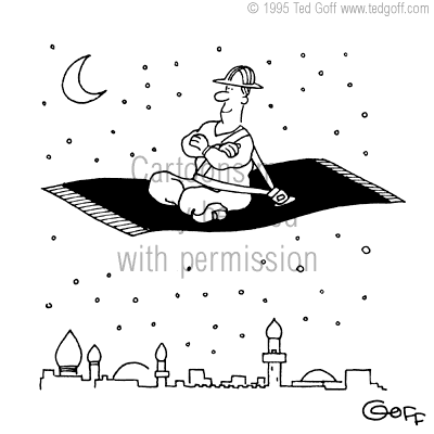 safety cartoon 1143: Bandaged workers at mountain top: 