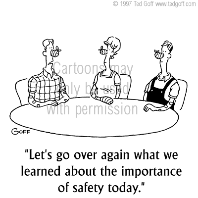 safety cartoon 1442: Workers hammering 