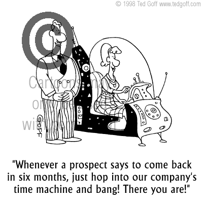 sales cartoon 2005: Buyer kicks out two salespeople: 