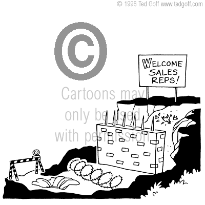 sales cartoon 2028: Buyer to magician salesman: 