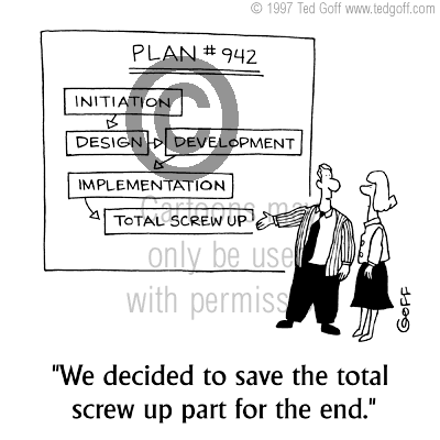 safety cartoon 2141: Worker and sign: 