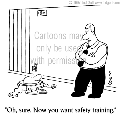 safety cartoon 2194a: Group of people looking at 