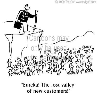 sales cartoon 2703: An aloof salesperson wishes to inform you of his arrival.