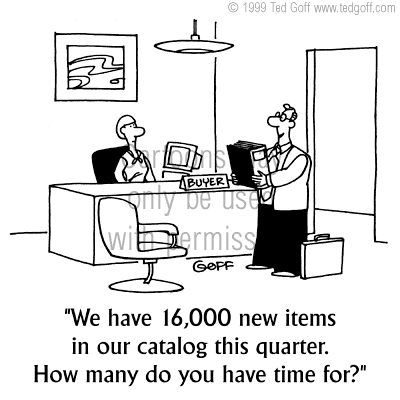 sales cartoon 2718: Salesman in dumpster: May I give you a little advice about how to stay on the good side of a salesman?