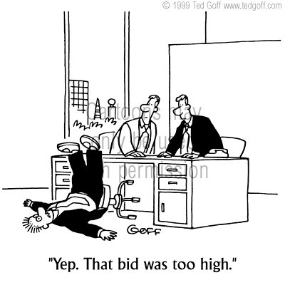 sales cartoon 2741: Salesman being given a third-degree interrogation: 