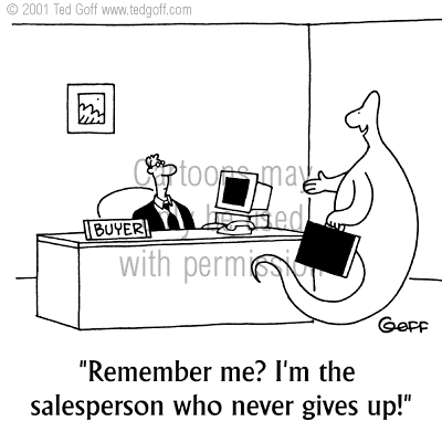 sales cartoon 3315: Salesman to giant: 