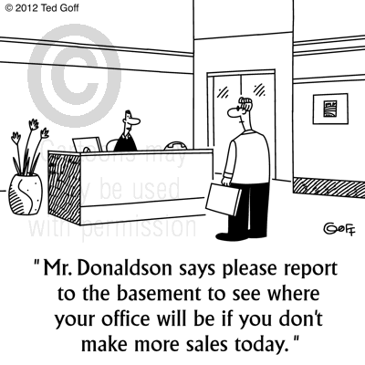 sales cartoon 7300: With uptrending sales chart: 