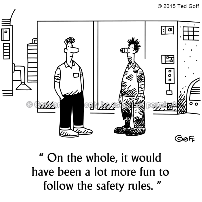 Safety Cartoon # 7525: On the whole, it would have been a lot more fun to follow the safety rules. 
