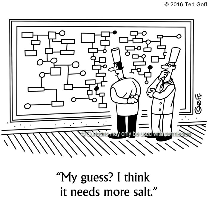 Management Cartoon # 7591: My guess? I think it needs more salt. 