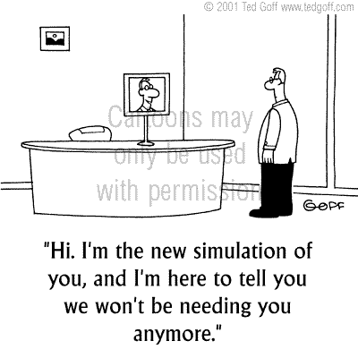 Computer Cartoon # 3425: We want to study this Internet presence idea